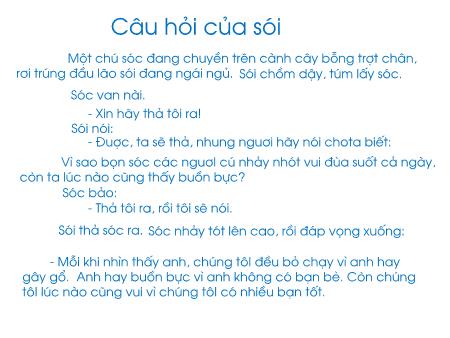 Bài giảng Tiếng Việt 1 (Kết nối tri thức) - Bài 3: Câu hỏi của sói
