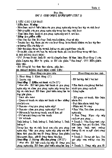 Giáo án Đạo đức 1 (Cánh diều) - Tuần 4, Bài 2: Gọn gàng, ngăn nắp (Tiết 2)