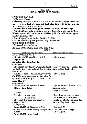Giáo án Tiếng Việt 1 (Kết nối tri thức) - Tuần 3, Bài 10: Ôn tập và kể chuyện
