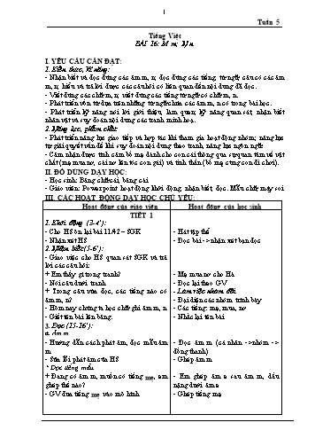 Giáo án Tiếng Việt 1 (Kết nối tri thức) - Tuần 5, Bài 16: M-m, N-n