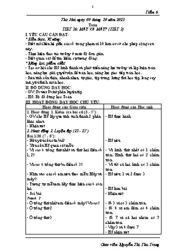 Giáo án Toán Lớp 1 (Kết nối tri thức) - Tiết 16: Mấy và mấy (Tiết 3) - Năm 2023-2024 - Nguyễn Thị Thu Trang