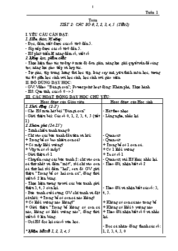 Giáo án Toán Lớp 1 (Kết nối tri thức) - Tuần 1, Tiết 2: Các số 0, 1, 2, 3, 4, 5