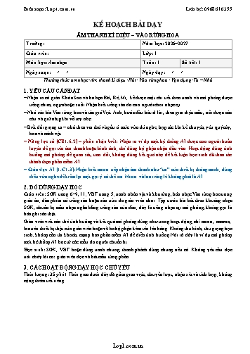 Trọn bộ kế hoạch bài dạy Âm nhạc 1 cả năm học 2026-2027 có tích hợp năng lực số và AI