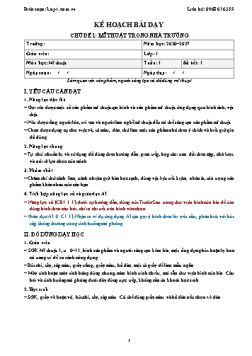 Trọn bộ kế hoạch bài dạy Mĩ thuật 1 cả năm học 2026-2027 có tích hợp năng lực số và AI